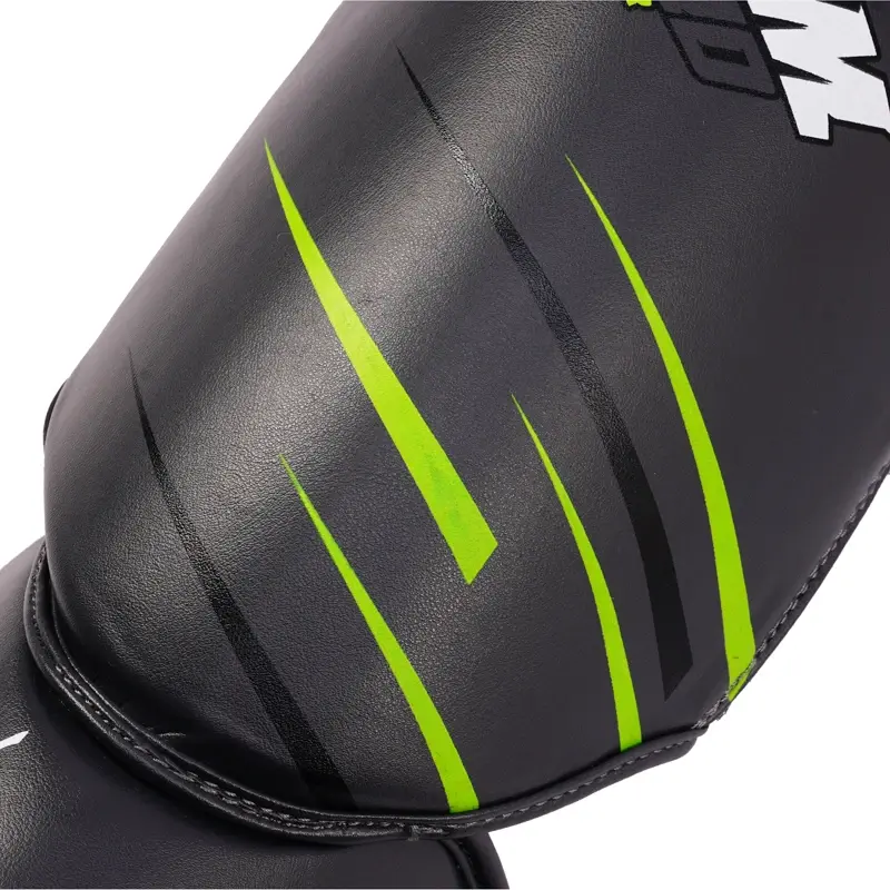 Thumbnail: StormCloud Shin guards with foot, Starfall - Black and Lime