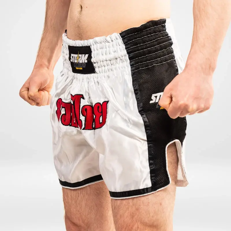 Thumbnail: StormCloud Muay Thai College Shorts White/Black/Red