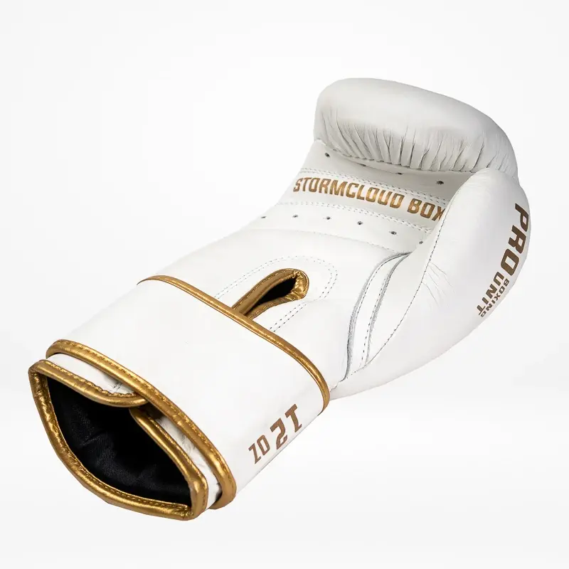 Thumbnail: StormCloud Boxing Pro Boxing Gloves White/Gold, 100% leather