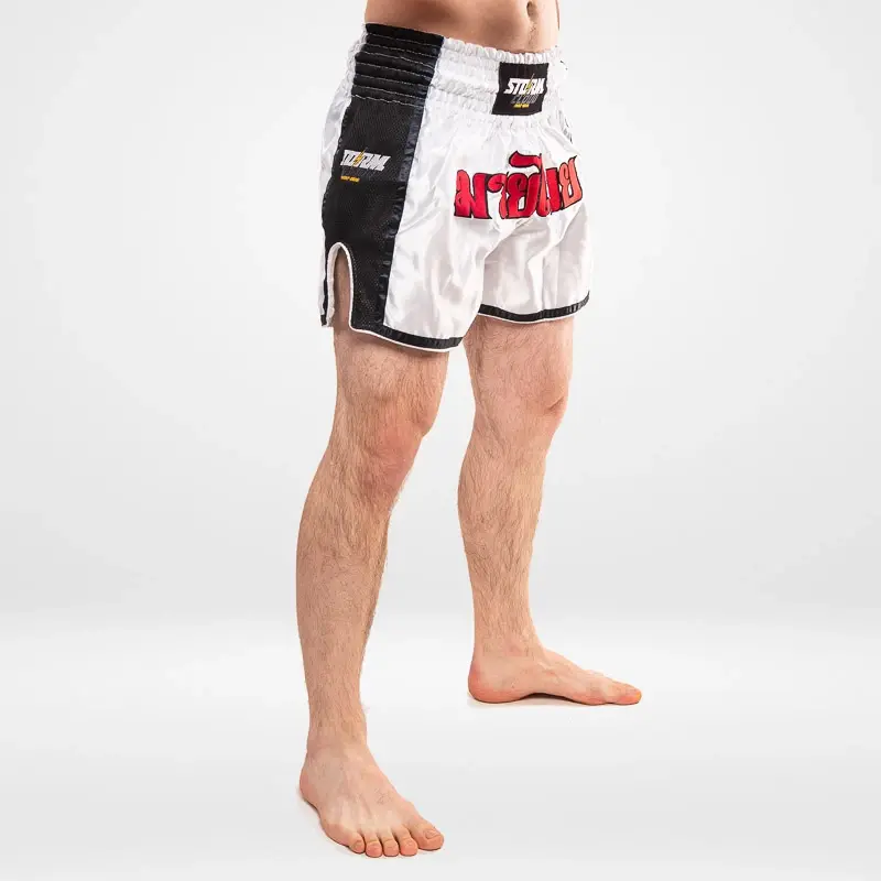 Thumbnail: StormCloud Muay Thai College Shorts White/Black/Red