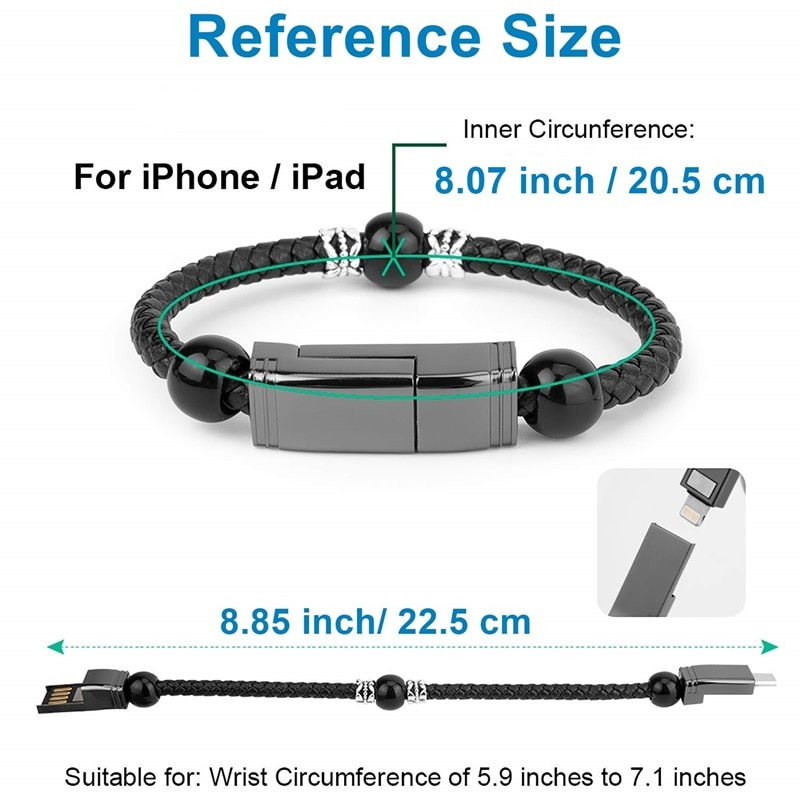 Thumbnail: Leather Portable USB Type C Bracelet For Xiaomi MI9  Samsung S20 S10