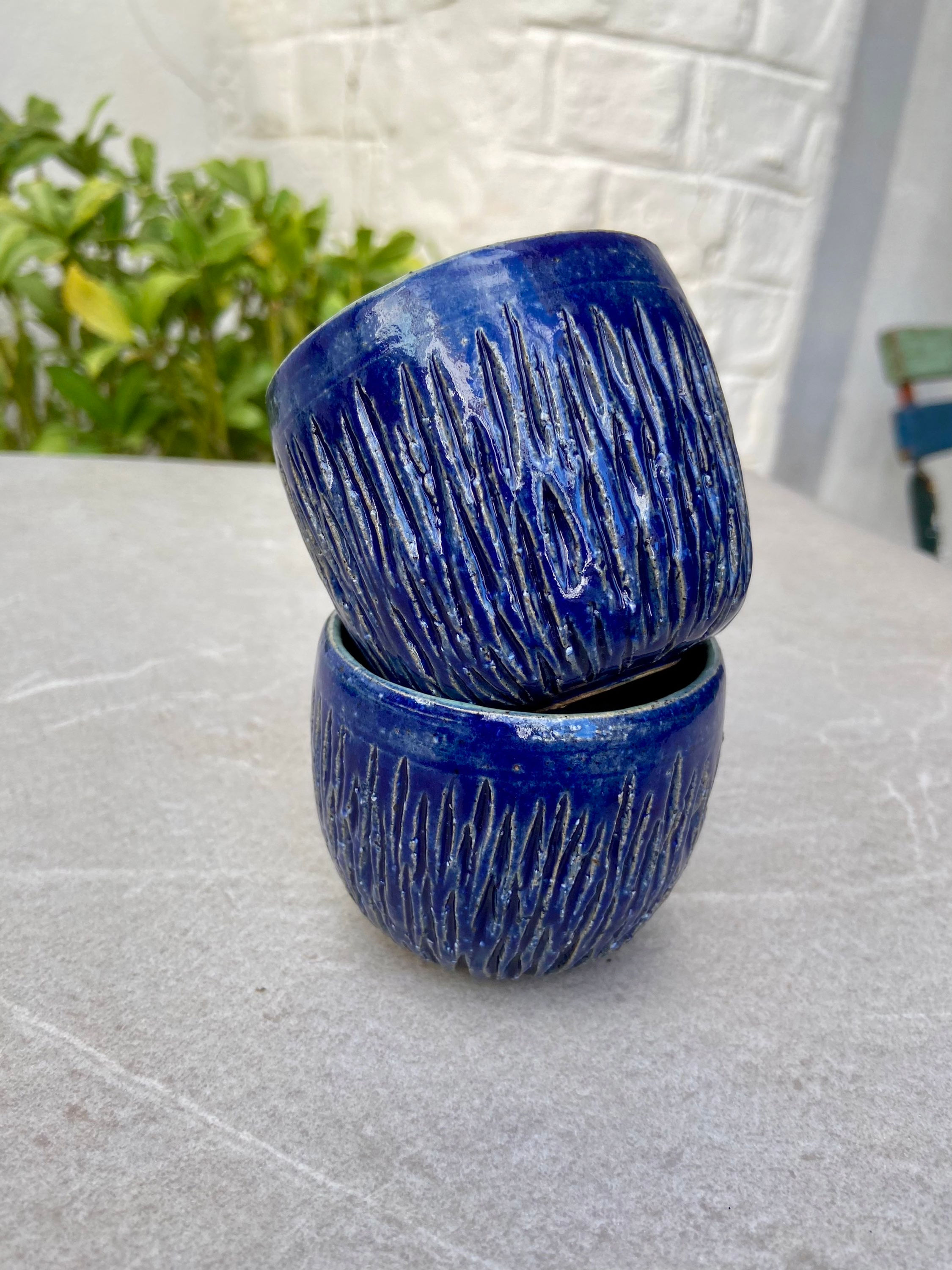 Turquoise carved cups