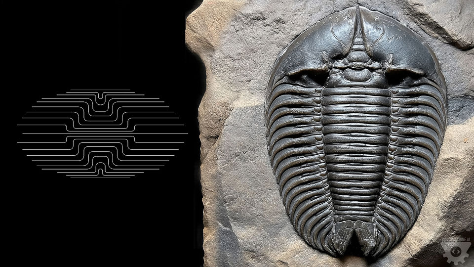 combining the shapes of an op art graphic with the fossile depth of a trilobit as inspirational sources.