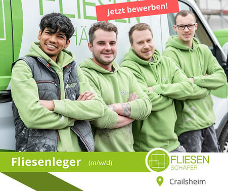 Stellenanzeige Fliesenleger Fliesen Schäfer Crailsheim