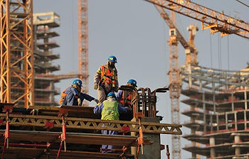 Workers working on a construction site