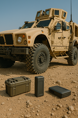 High performance custom batteries designed for electric defence vehicles.