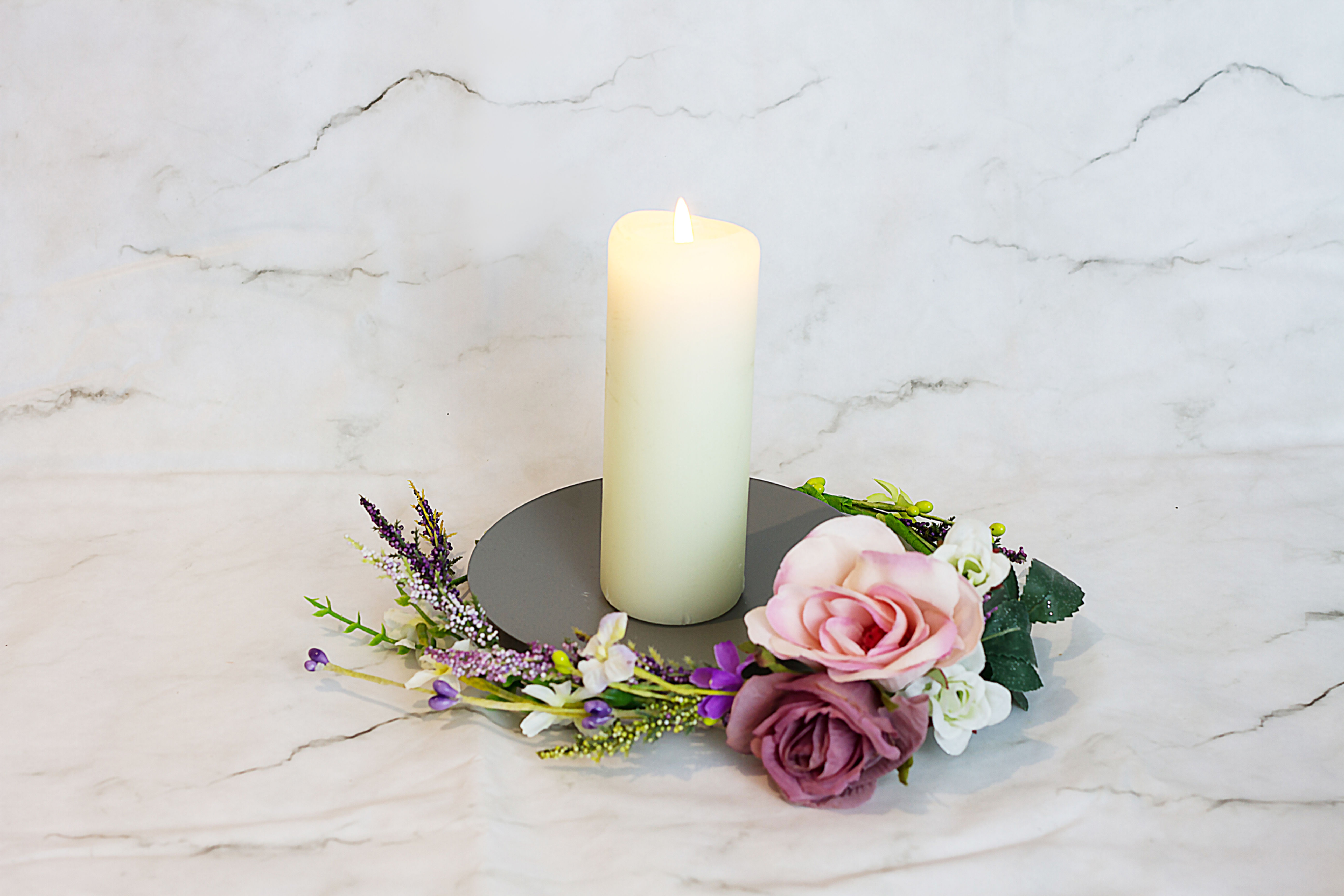 Candle Plate - Pewter Grey