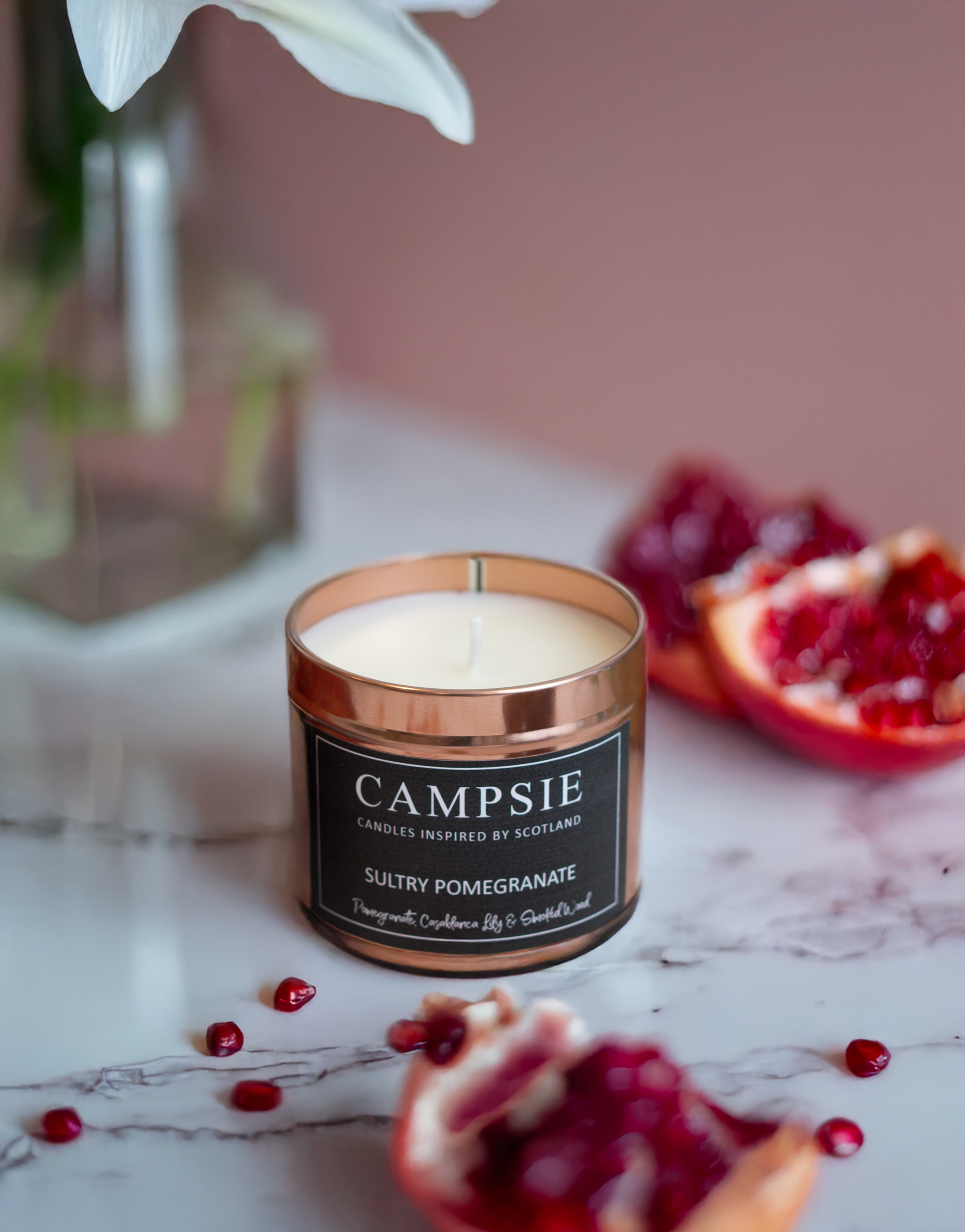 ‘Sultry Pomegranate’ Rose Gold Candle
