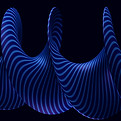 a group of wavy shapes on a black backgr