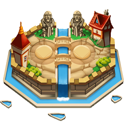 A game arena depicting a medieval town
