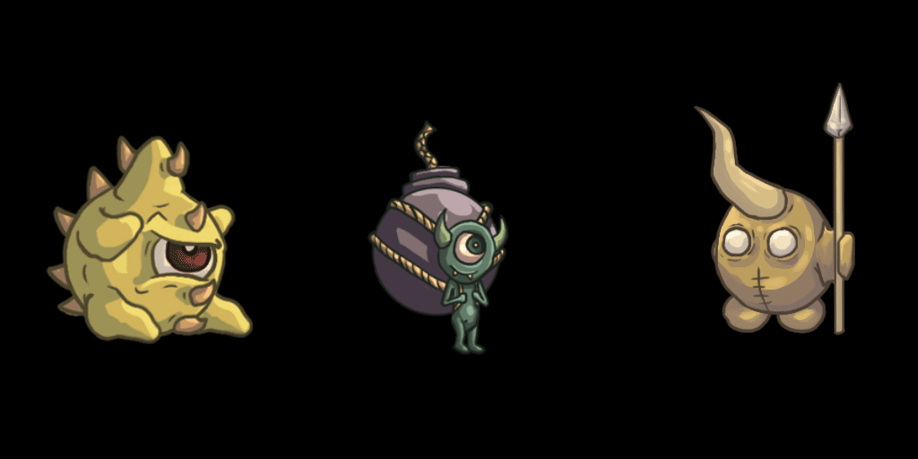 various 2d animations of demon characters for platform game