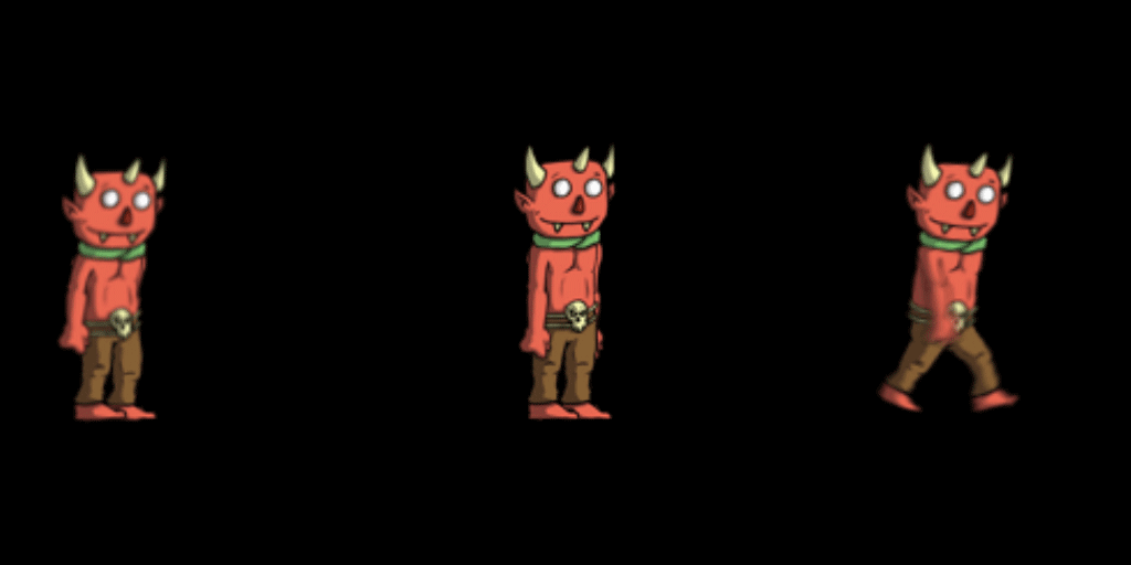 various 2d animations of demon characters for platform game