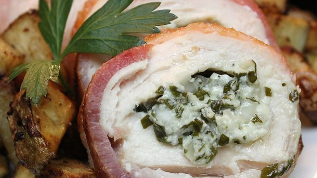 Gorgonzola Stuffed Chicken Breasts Wrapped in Bacon