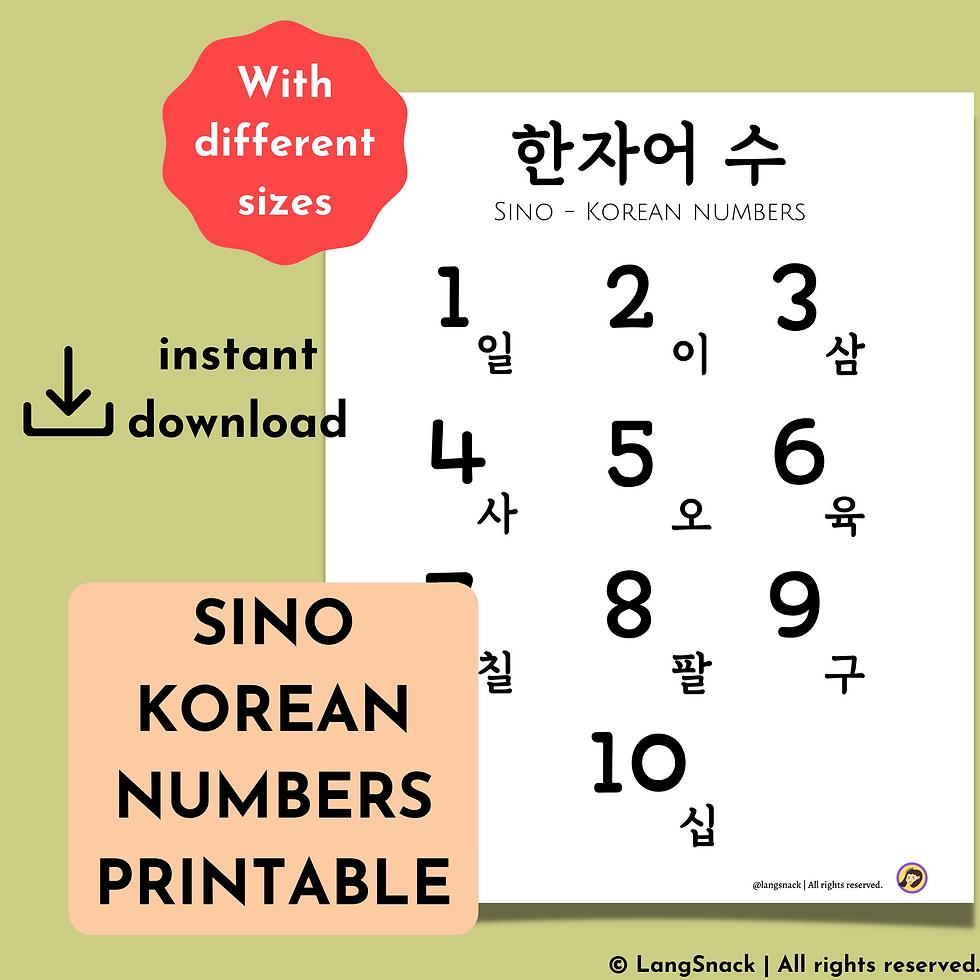 Thumbnail: Printable wall art | Sino Korean numbers | 한국어 | 숫자