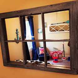 The NIA Collection - Baby Boi Blue Mirror _Stained Distressed Old Window (6 panes)_Interior Design B