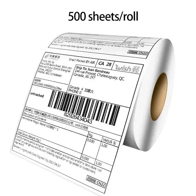 Thumbnail: Thermal Shipping Labels 4x6 Inch For DHL UPS FedEx 100x150mm Self-Adhesive Stick
