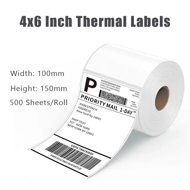 Thumbnail: Thermal Shipping Labels 4x6 Inch For DHL UPS FedEx 100x150mm Self-Adhesive Stick