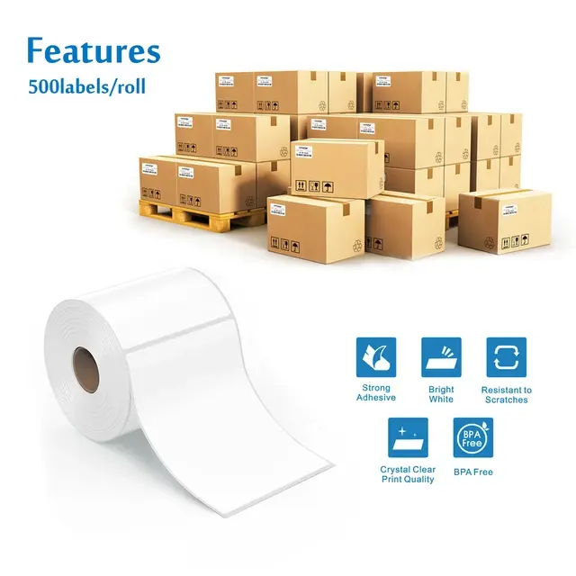Thumbnail: Thermal Shipping Labels 4x6 Inch For DHL UPS FedEx 100x150mm Self-Adhesive Stick