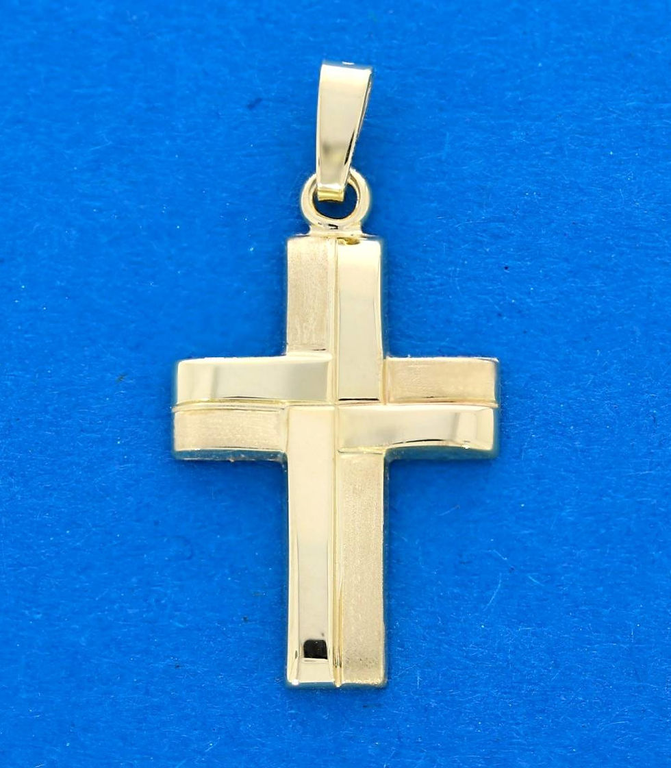 Kreuz, Gold, 585, 14 Karat, unisex, zeitlos, poliert, matt, glänzend, geflochten, Taufe, Konfirmation, Kommunion, Schmuck,