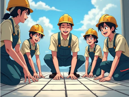 本日は他の会社からの応援をいただき、山形市で外構工事とタイル工事を行いました。