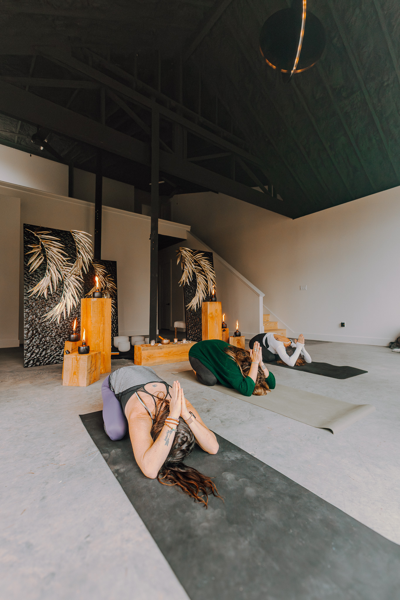Yoga practice in the Elements studio