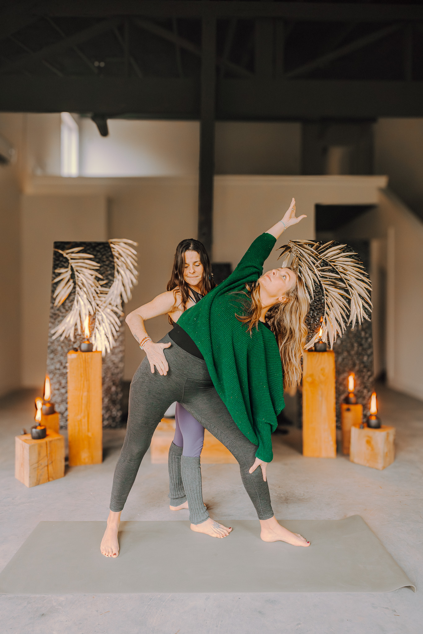 Yoga instruction in the Blackwood wellness studio