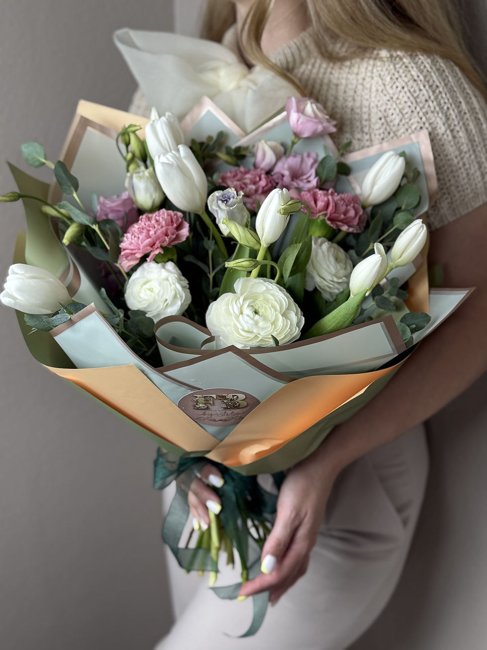 bouquet of carnations and tulips