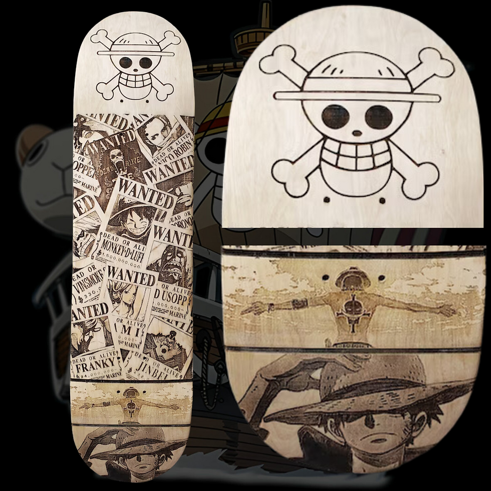 Thumbnail: One Piece Custom Collage Laser Engraved Skateboard Wall Hangings Anime Art.