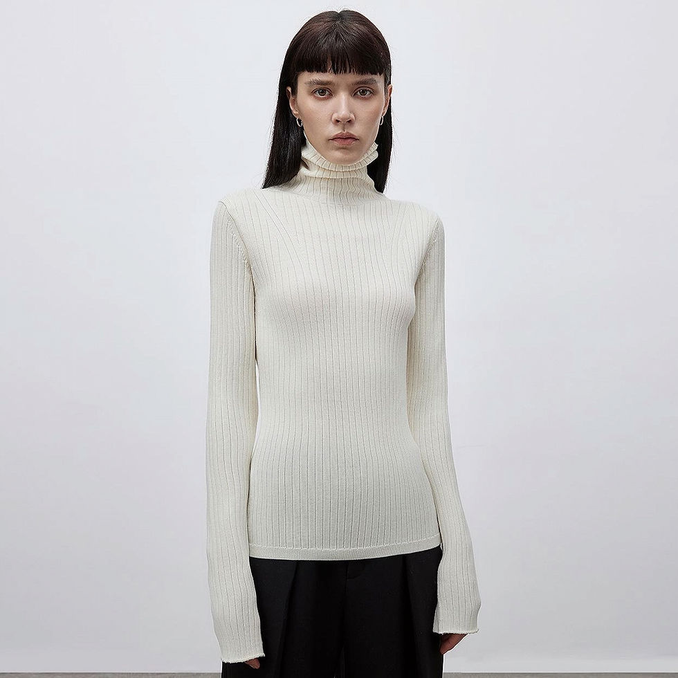 VYKROS WOMEN'S "MOONLIGHT ESSENCE" MACHINE WASHABLE MERINO WOOL TURTLENECK SWEATER 1