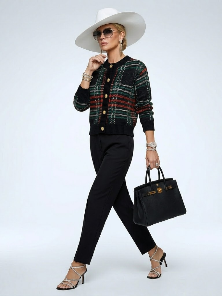 WOMEN'S YORKVILLE PLAID CARDIGAN — BYMANYC ® NEW YORK
