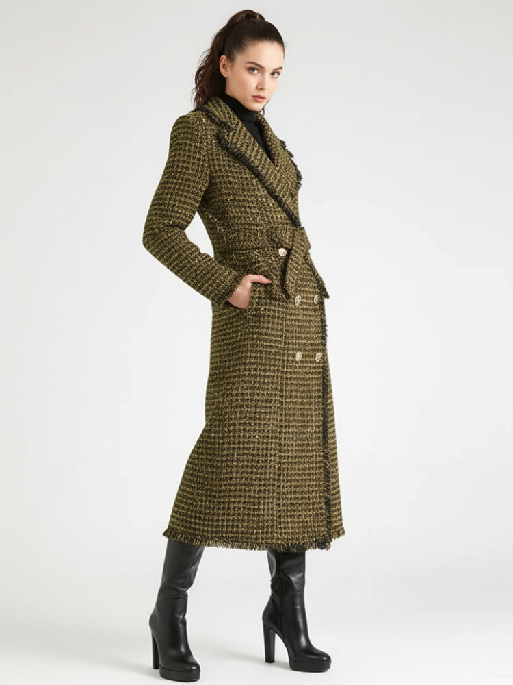 WOMEN'S UPPER EAST SIDE GOLDEN PLAID TRENCH COAT — BYMANYC ® NEW YORK 1