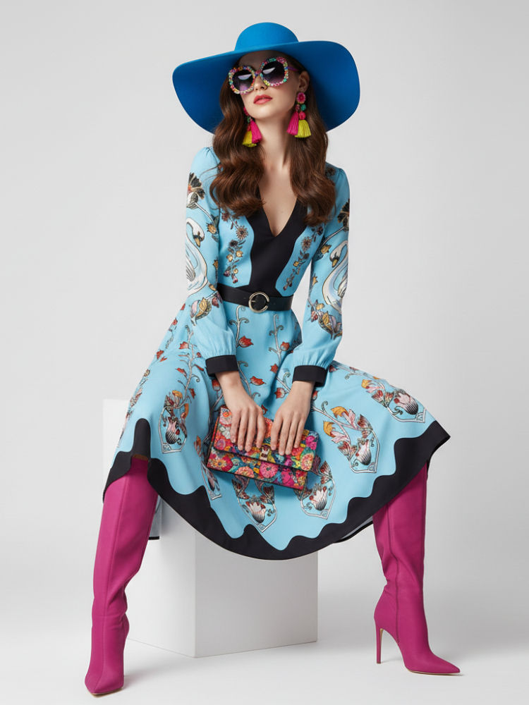 WOMEN'S WAIST‑CINCHED FLORAL DRESS — THE MET — BYMANYC ® NEW YORK 1