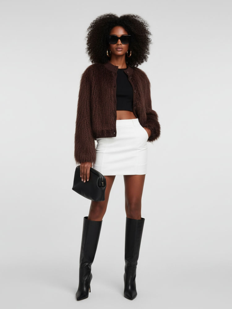 WOMEN'S GRAMERCY BROWN STAND‑UP COLLAR JACKET — BYMANYC ® NEW YORK 2
