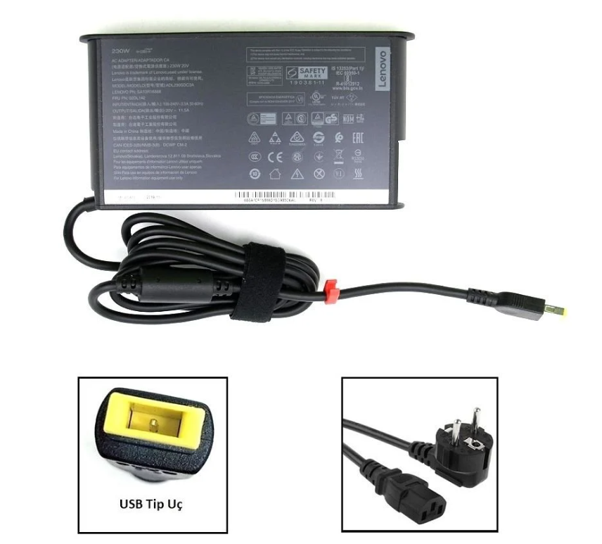 Küçük resim: Lenovo Orijinal Adaptör 230W 20V 11.5A USB – Legion ve ThinkPad Uyumlu