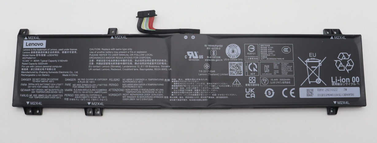 Lenovo Legion 5 16IRX9 (Type 83DG) Orijinal Batarya L23D4PK5 – 4 Hücre 80Wh 15.4