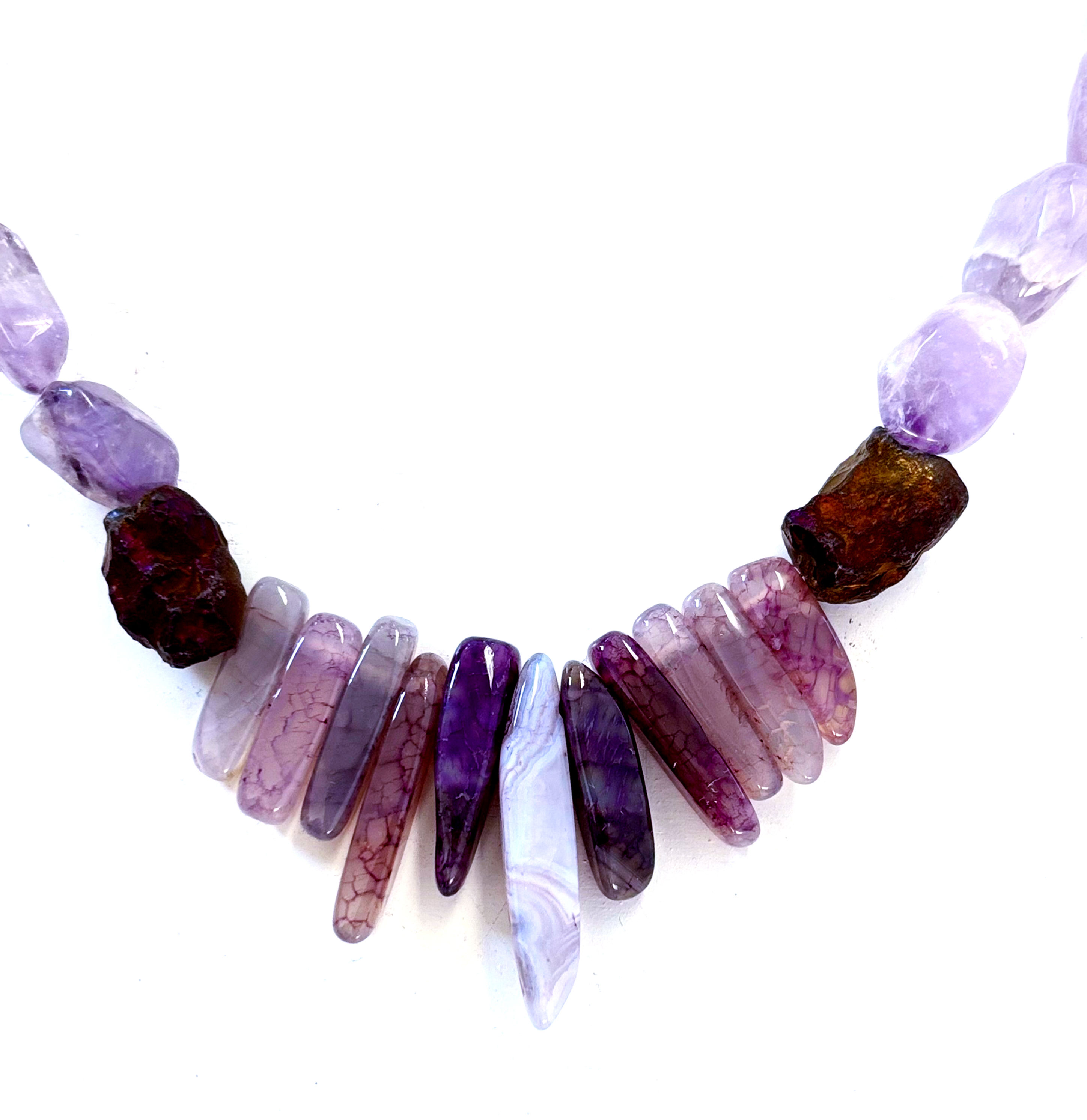Amethyst Quartz Agate Bead Necklace
