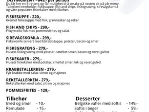 Meny hos Fiskerfruen i Sirevåg