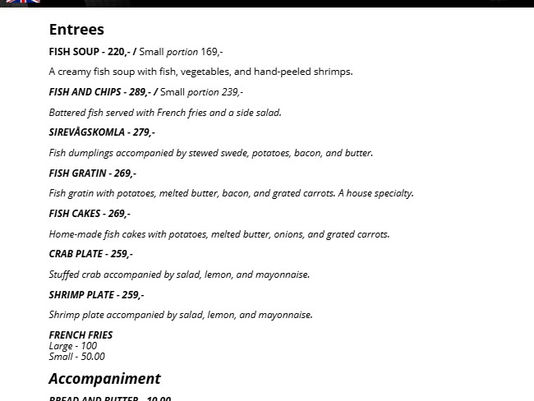 Menu English