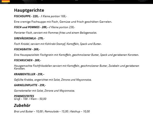 Menu Fiskerfruen
