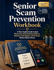 Senior Scam Prevention Workbook: A Plain-English Guide to Spot Phone, Text, Email, Banking, Medicare, Romance, Tech Support, and AI Scams Before Money Moves