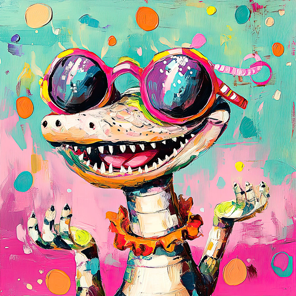 Greeting Card Crocodile Party