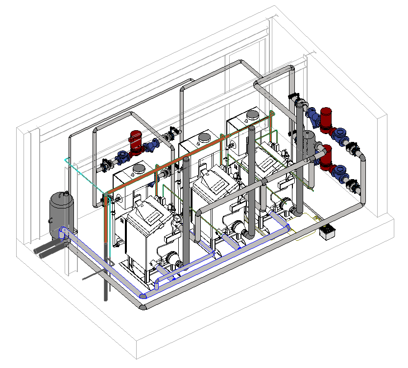 Retrofit: Mechanical design services for the replacement of existing heating water boiler and ancillary equipment.