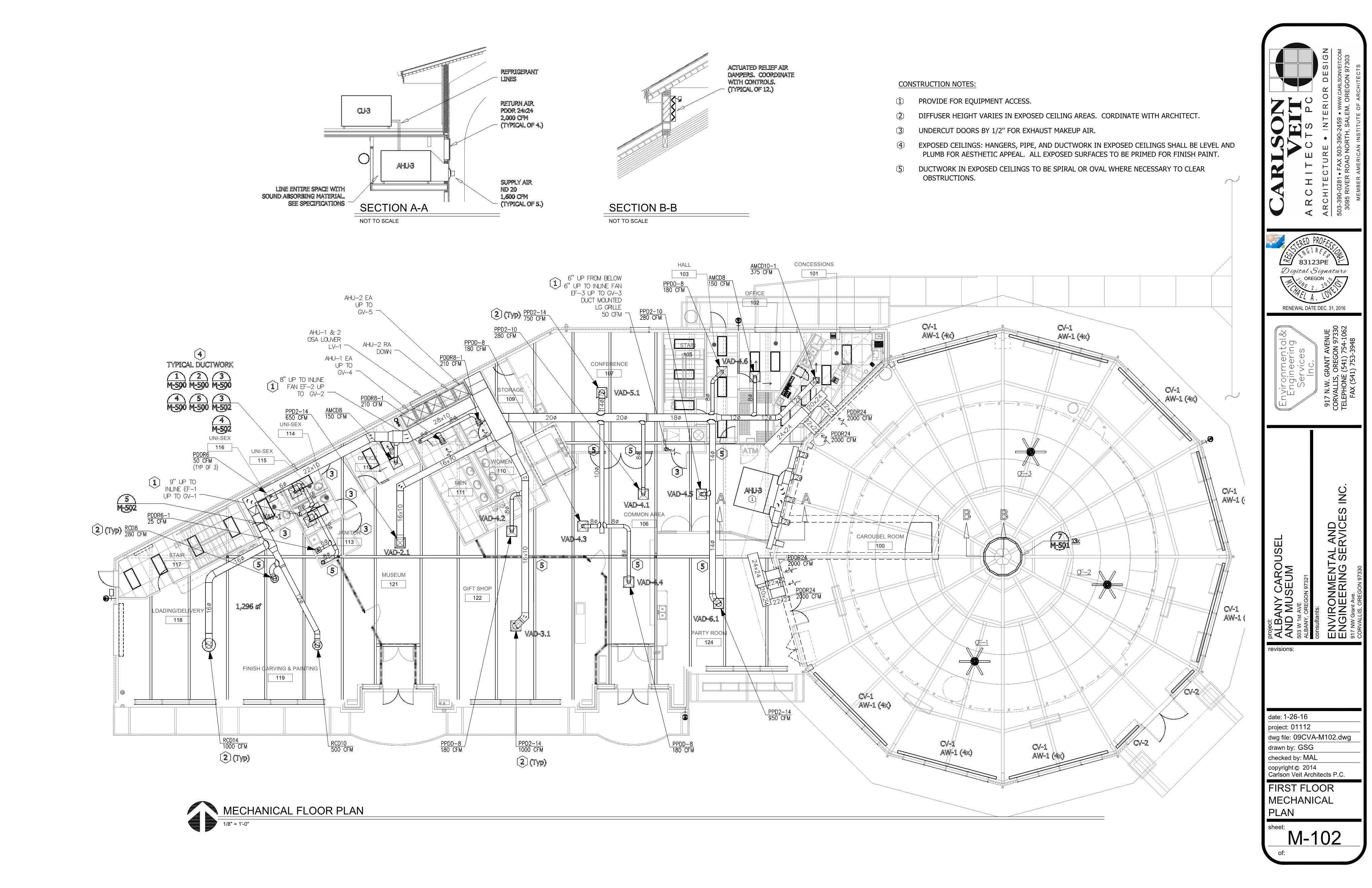 New Construction in Progress: MEP and Fire Sprinkler Performance design services for 19,500 square foot, historic carousel amusement.