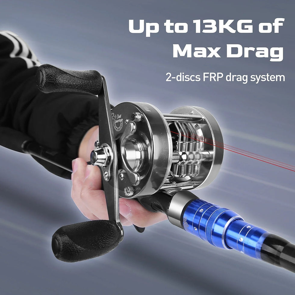 Thumbnail: Flag Round Baitcasting Reel 5000 13kg Max DragRight Hand Silver