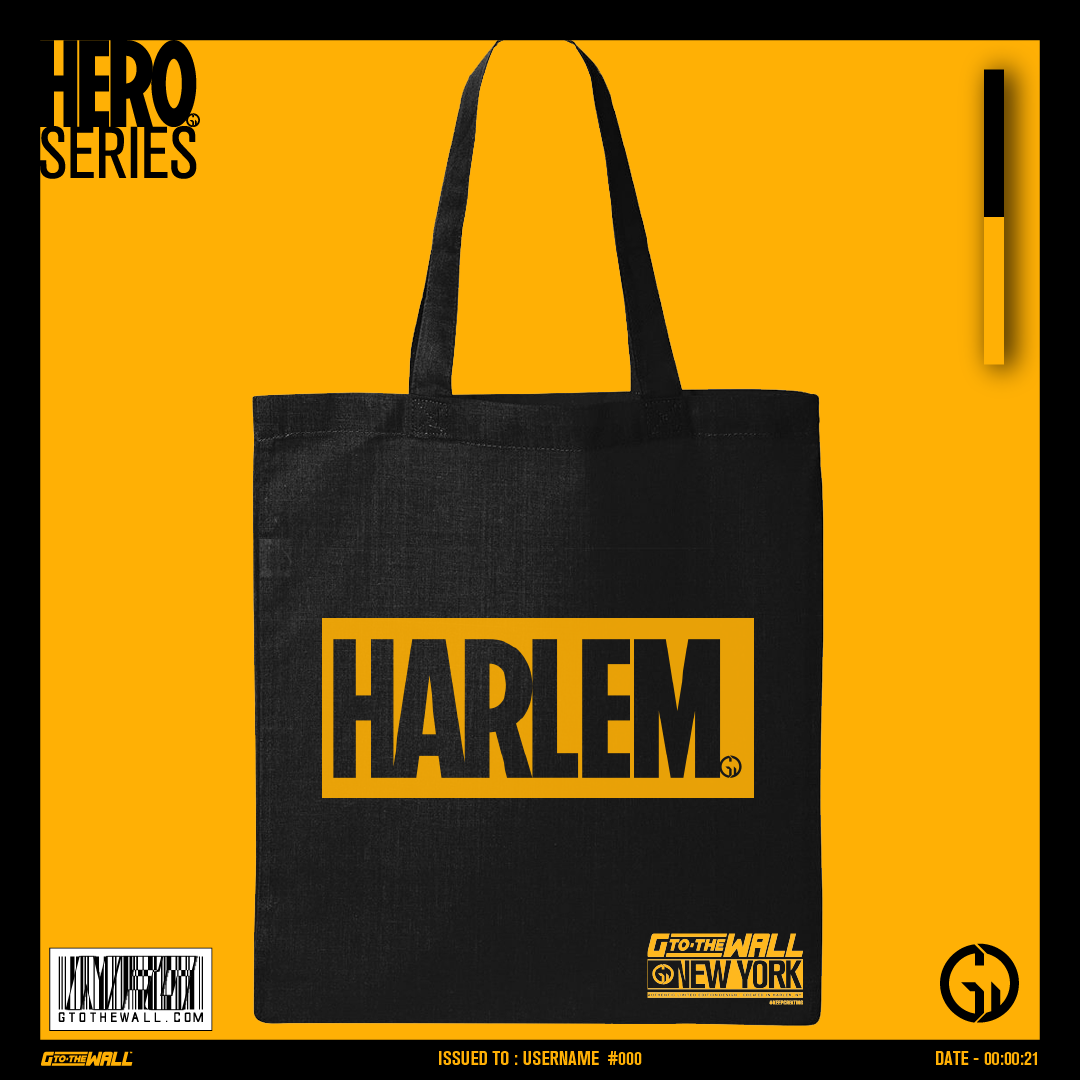 Harlem Hero "Not For Hire" Reusable Tote Bag (Black/Gold)