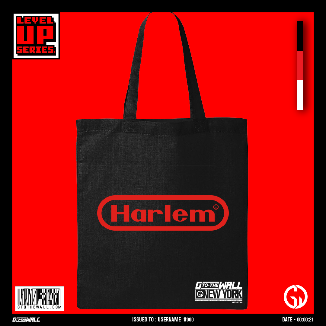 Harlem 8-Bit Reusable Tote Bag (Black/Red)