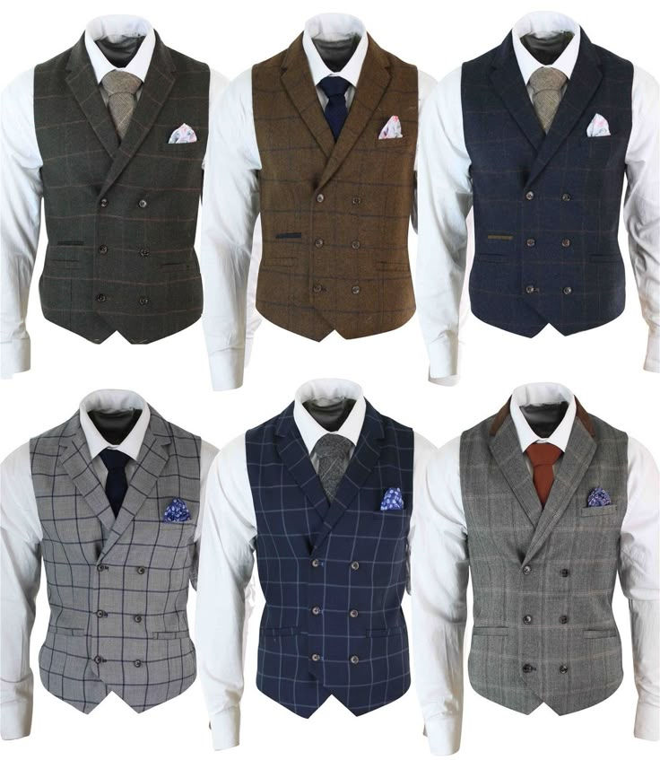 Men’s Double-Breasted Herringbone Tweed Waistcoat