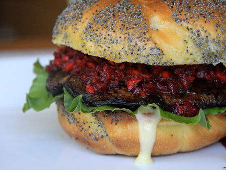 Asian Portobello Burgers with Beet-Carrot Slaw