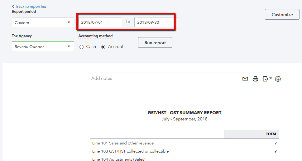 aide Quickbooks centre de taxes