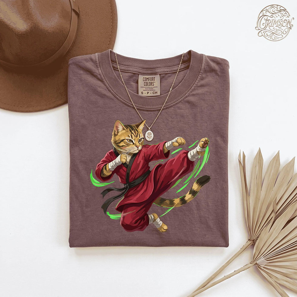 Küçük resim: Martial Arts Cat T-Shirt, Karate Tabby Graphic Tee, Kung Fu Kitten Vintage Style